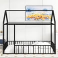 thumbnail image 2 of Full Size Montessori Floor Bed, Metal House Bed Frame, House Floor Bed for Kids, Montessori Floor Bed with Fence, Playhouse for Kids, Full Bed Frames for Kids, Toddlers, Girls, Boys (Black), 2 of 8