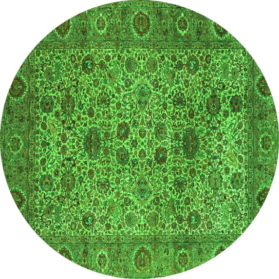 Ahgly Company Indoor Round Persian Green Traditional Area Rugs, 5' Round