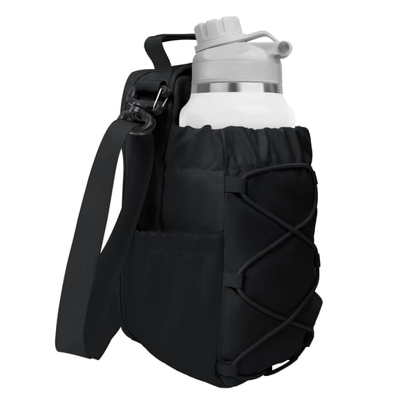 HonorHut Magnetic Sling Water Bottle Bags Crossbody Bag Large Capacity Water Bottle Holder Gym Bag with Adjustable Strap Black