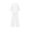 thumbnail image 5 of Women's Cotton Linen 2-Piece Outfit V-Neck Button Top Wide Leg Pants Casual Vacation Loungewear Set White XXL(XXL), 5 of 7