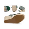 thumbnail image 2 of BLISSFUL STEP Sandales Compensées Espadrilles à Plateforme avec Strass pour Femmes Vert (Taille 8), 2 of 4