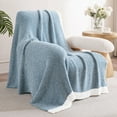 thumbnail image 4 of Exclusivo Mezcla Knit Throw Blanket, Ultra Soft Cozy Fluffy Blankets, Lightweight Fuzzy Plush Throw for Couch and Bed, Mixed Blue, 50"x60", 4 of 9