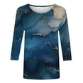 thumbnail image 4 of ZQGJB Plus Size Womens 3/4 Sleeve Tops Cute Tie Dye Marble Pattern Print Crew Neck Basic Tunic Blouse Loose Lightweight Casual Graphic T-Shirts Multicolor#15 XXL, 4 of 5