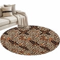 thumbnail image 2 of Boho Tribal Round Area Rug 4ft, Abstract Floral Geometric Pattern Art Vintage Washable Non-Slip Circle Rugs for Bedroom Living Room Kitchen, Soft Non Shedding Circle Carpet for Dining Room Dorm, 2 of 9