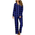 thumbnail image 2 of ShomPort Women's Plaid/Striped Pajama Set Long Sleeve Button Sleepwear Casual Loungewear for Women, 2 of 7
