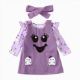 thumbnail image 5 of HCNTES Baby Girl Clothes Halloween Outfits for Baby Girls Ruffle Romper Ghost Pumpkin Suspender Overalls Dress Skirt Sets Fall Winter Clothes, 5 of 6