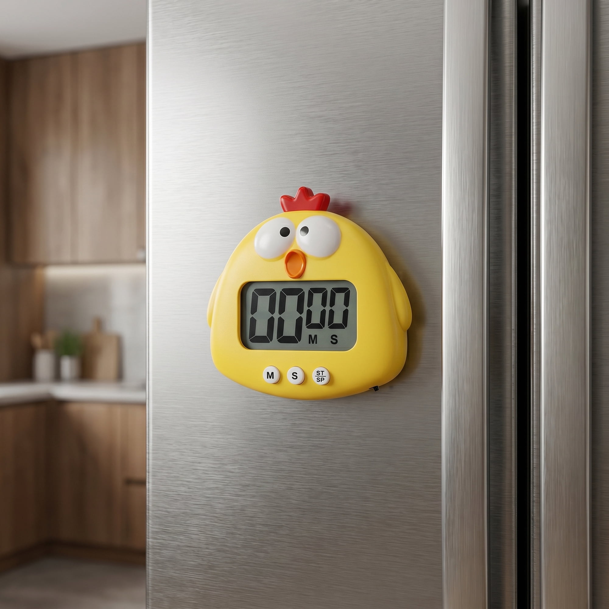 Unique Bargains Digital Kitchen Timer with Loud Alarm and Magnetic Backing Yellow Chick