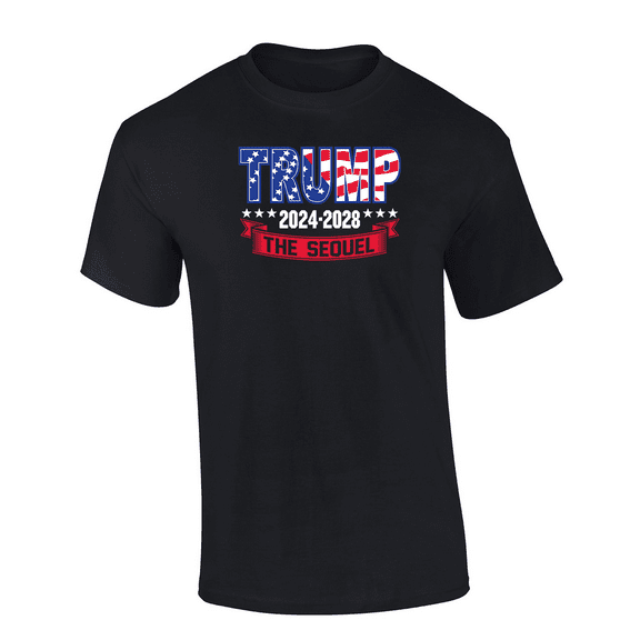 Trenz Shirt Company Trump 47th President 2024-2028 The Sequel Short Sleeve T-shirt Graphic Tee-Black-4xl