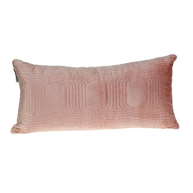 HomeRoots 402889 Quilted Velvet Pink Lumbar Throw Pillow
