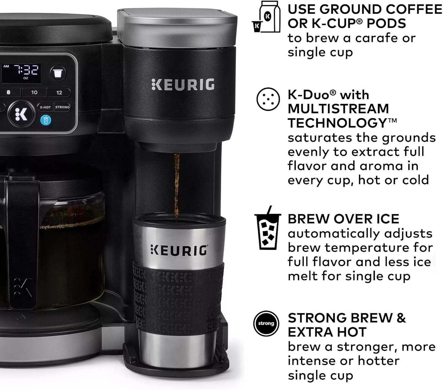 Restored Keurig K-Duo Gen 2 Hot & Iced Single Serve + 12-Cup Carafe Coffee Maker, 72 oz Reservoir (Refurbished)