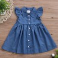 thumbnail image 2 of Kmbangi Girls Sleeveless Denim Dress Ruffle Sleeve Princess Sundress, 2 of 9