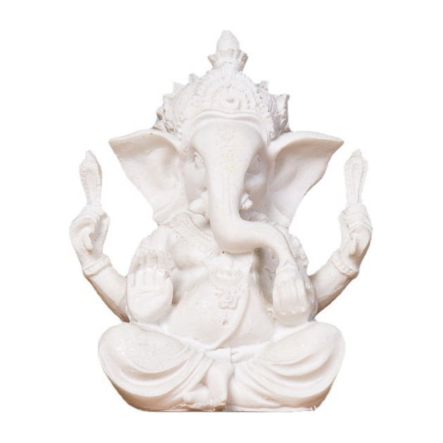 Escultura blanca de resina de Ganesha, estilo arenisca, 7,5 cm