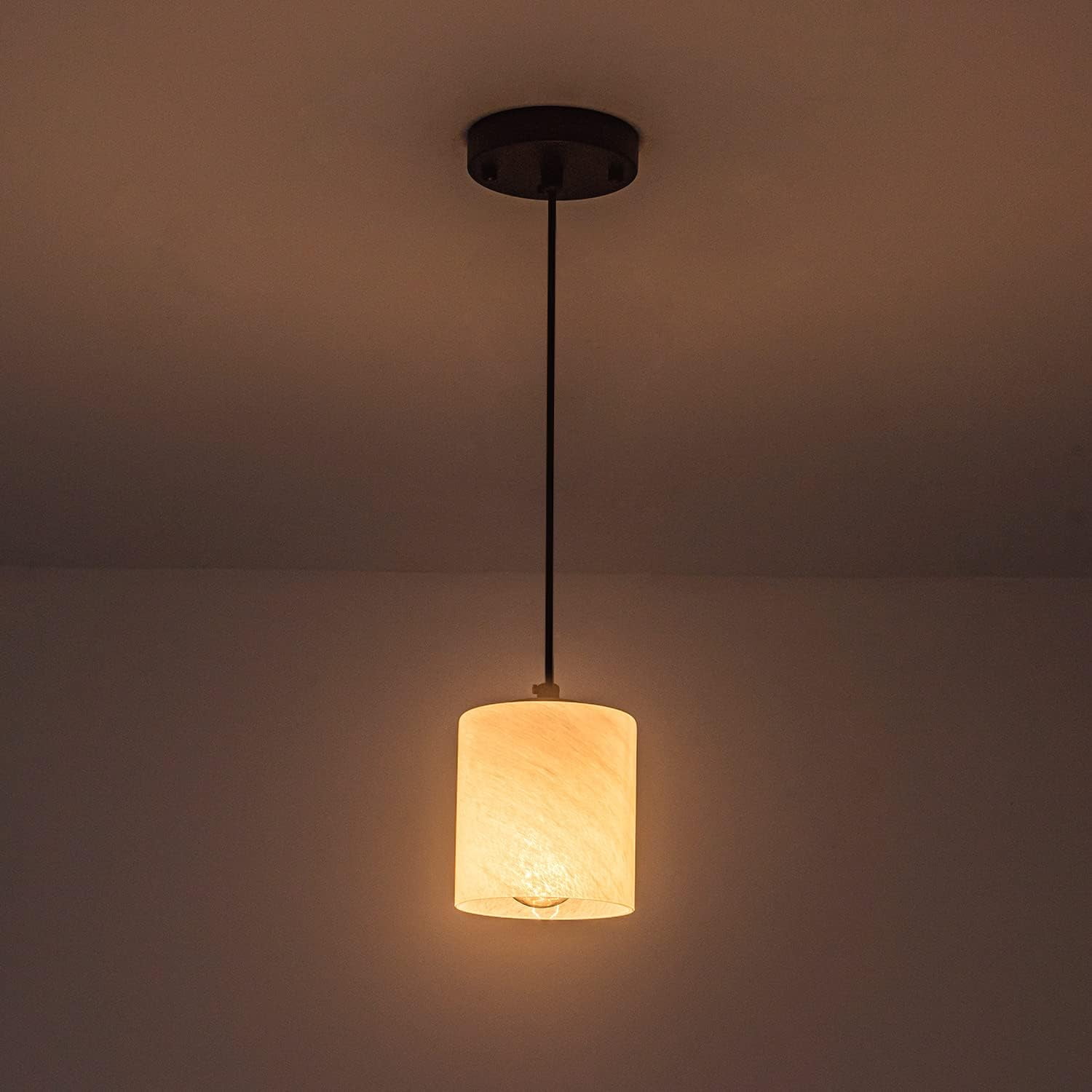 1 Pack Alabaster White Glass Lamp Shade, Cylinder Glass Lamp Shade Replacement with 1-5/8-inch Fitter Opening for Pendant light, Desk lamp,Wall Sconces and Bathroom Vanity lights