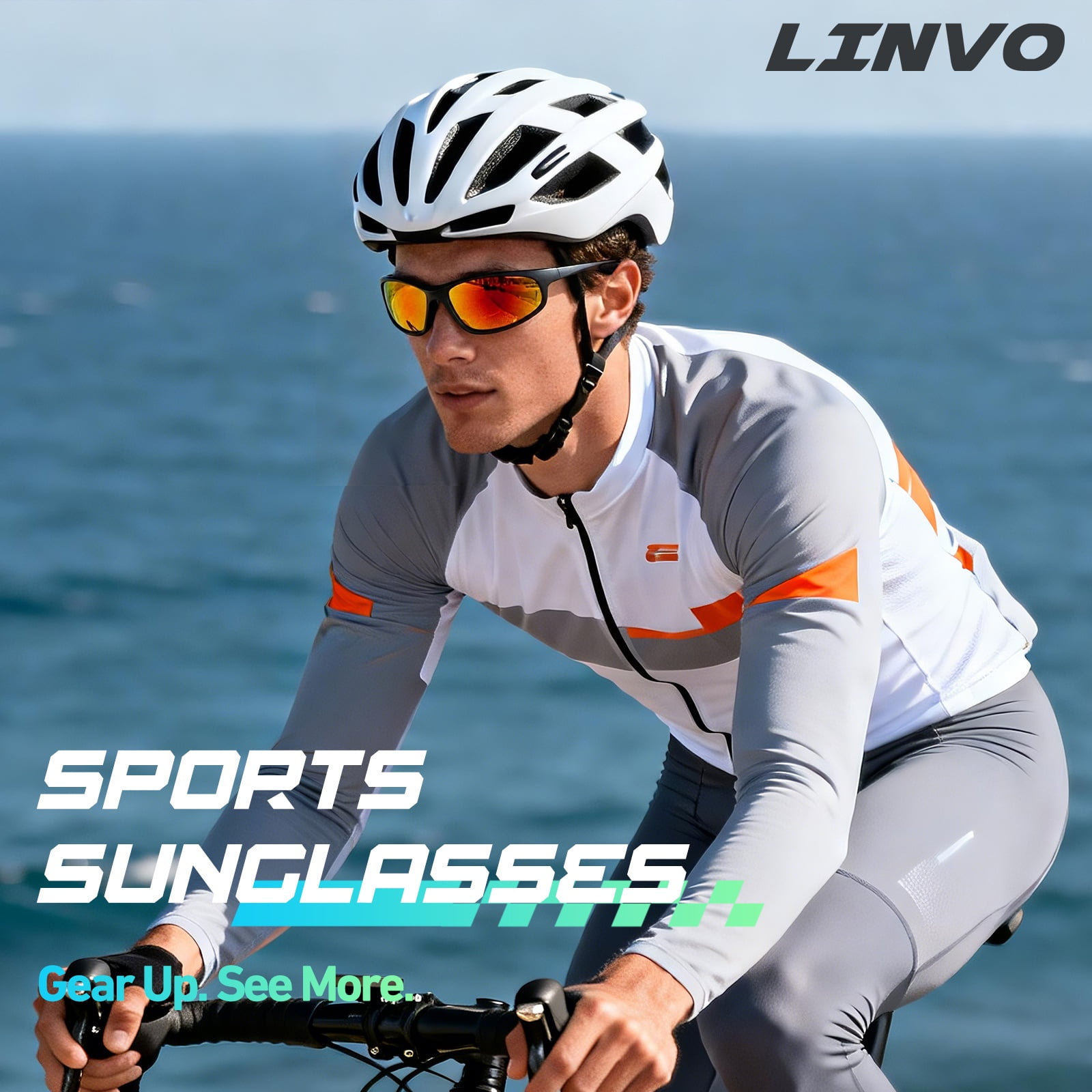 LINVO Sports Polarized Sunglasses for Men Women, Wrap-Around for Fishing, Cycling & Running, UV400 Protection-3 Pack