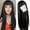 Black, variant on Long Straight Remy Hair Wigs Natural Black Heat Resistant Fiber Hair Full Machine Wig with Bangs Party Wig For Fashion Women(24 Inches Natural Black Hair)