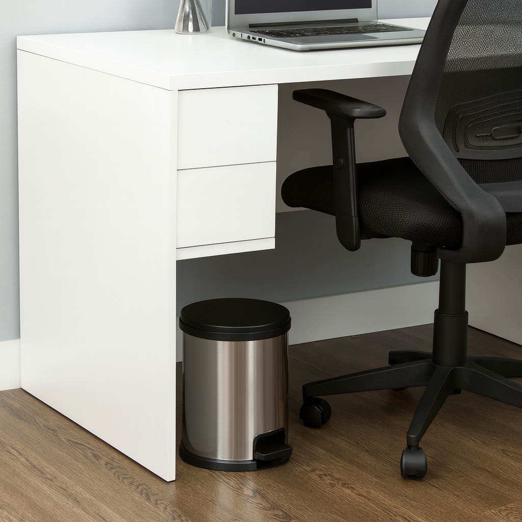 Mainstays 1.5-Gallon Bathroom Trash Can, Silver photo 4