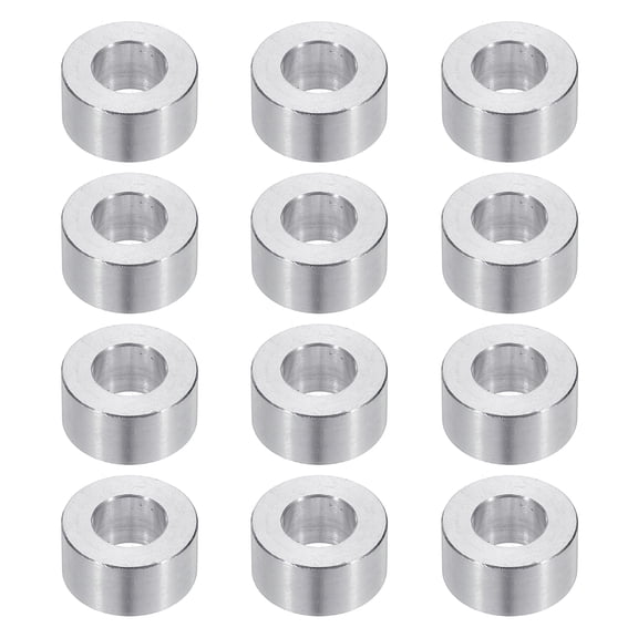 M10 Aluminum Spacers, 12pcs 3/8" x 3/4" Round Metal Spacers for 3/8 or M10 Screw Bolts, Unthreaded Standoff Bushing 3/8"L, 10.5x20x10mm