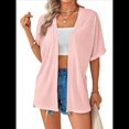thumbnail image 1 of Cárdigan de Corta para Mujer, Cárdigan de Verano, Informal, Holgado, para Playa, con Dobladillo Curvo. Rosa S, 1 of 7