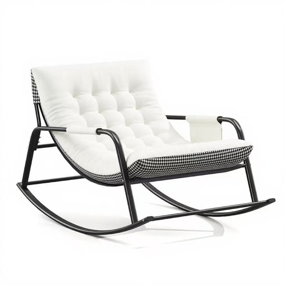 Wintline Adult Outdoor Patio and Porch Lounge Removable Cushions Rocking Chairs with Cushions and Armrests, White