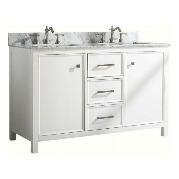 Legion Furniture 54" MDF/Veneer Wood Double Sink Vanity Cabinet - White