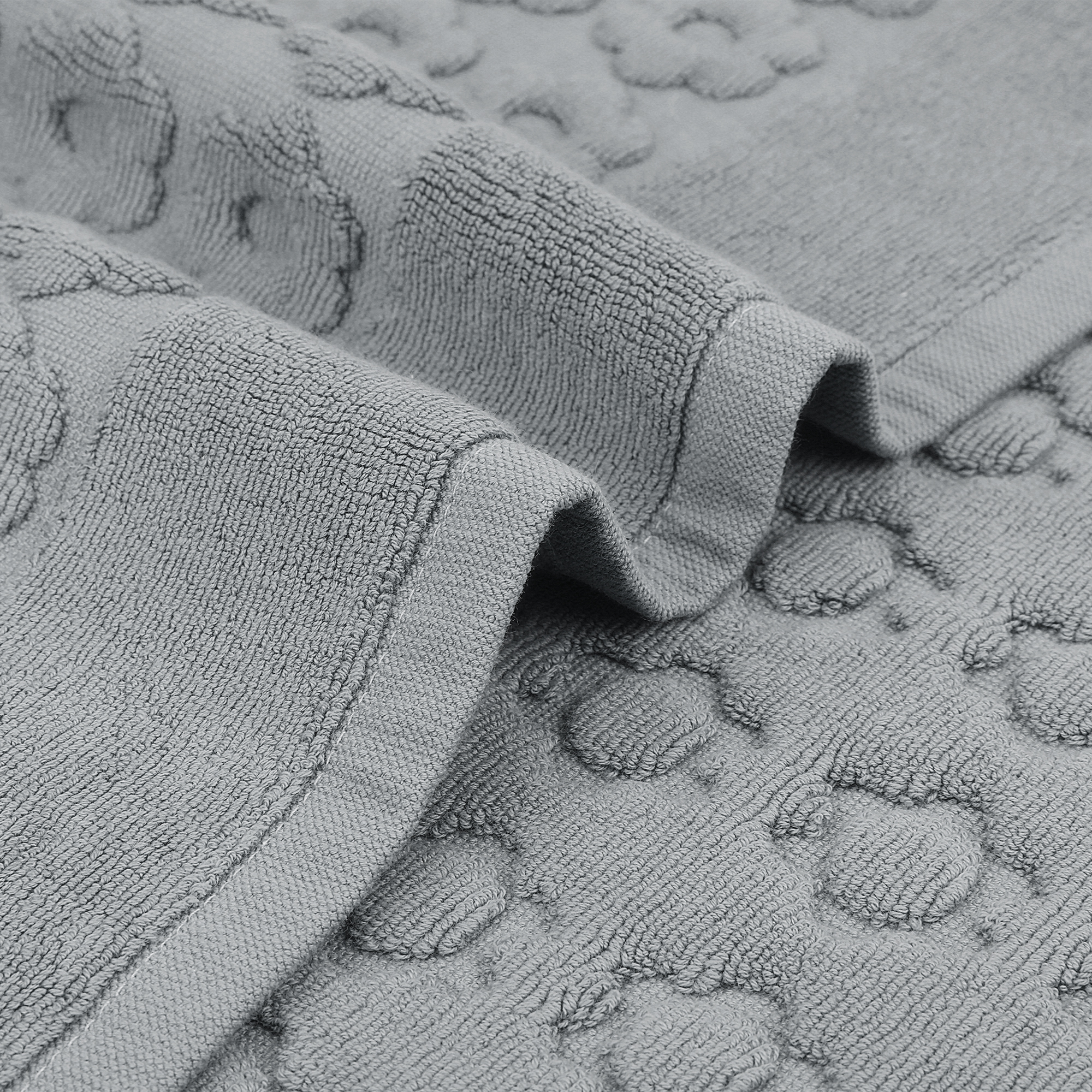 Unique Bargains Bath Rugs Towel Cotton Absorbent Hotel Shower Floor Mat Grey 16" x 24"