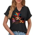thumbnail image 6 of AUNVITO Women's Carnival V-Neck Short Sleeve T-Shirt with Fun-Themed Print Casual Comfortable Fit, 6 of 6