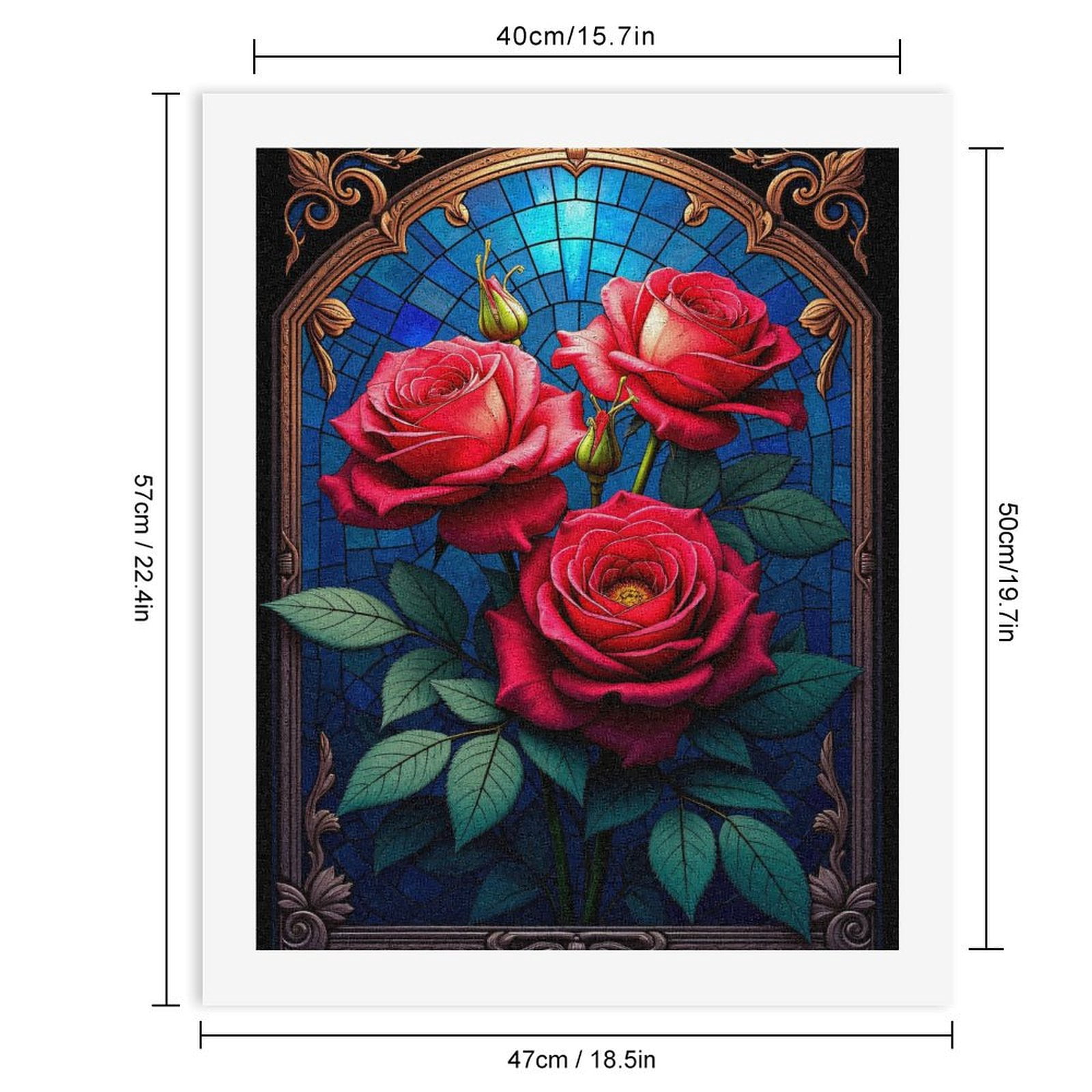 Paint By Numbers Kit for Adults Beginner - Rose Stained Glass Art Floral DIY Canvas Painting Kits for Adults, Frameless Paint By Number for Adults for Home Wall Decor 16x20 Inch