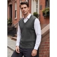 thumbnail image 4 of INSPIRE CHIC Men's Casual Pullover V-Neck Solid Lightweight Cable Knit Sweater Vest S Dark Gray, 4 of 6
