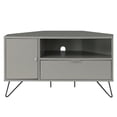 thumbnail image 2 of Bowery Hill Modern Wood Multi-Storage Corner TV Stand in Gray, 2 of 11