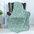 thumbnail image 4 of Adventure Cartoon Soft Flannel Fleece Blanket, Colorful Ornamental Design of Rising Hot Air Balloons on Sky Background, Cozy Plush for Indoor and Outdoor Use, 50" x 70", Multicolor, by Ambesonne, 4 of 5