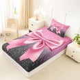 thumbnail image 4 of Erosebridal Cute Dreamy Bowknot Twin Sheet Sets 3pcs for Teens Girls,Grey Pink Glitter Print Bedding,Lightweight Room Decor, 4 of 5