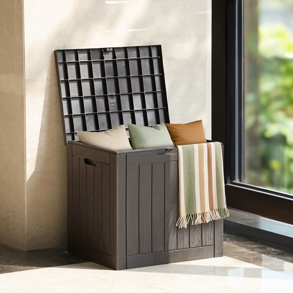 Gianna 31 Gallon Resin Deck Box, Waterproof UV Resistant Outdoor Storage Box for Garden, Indoor