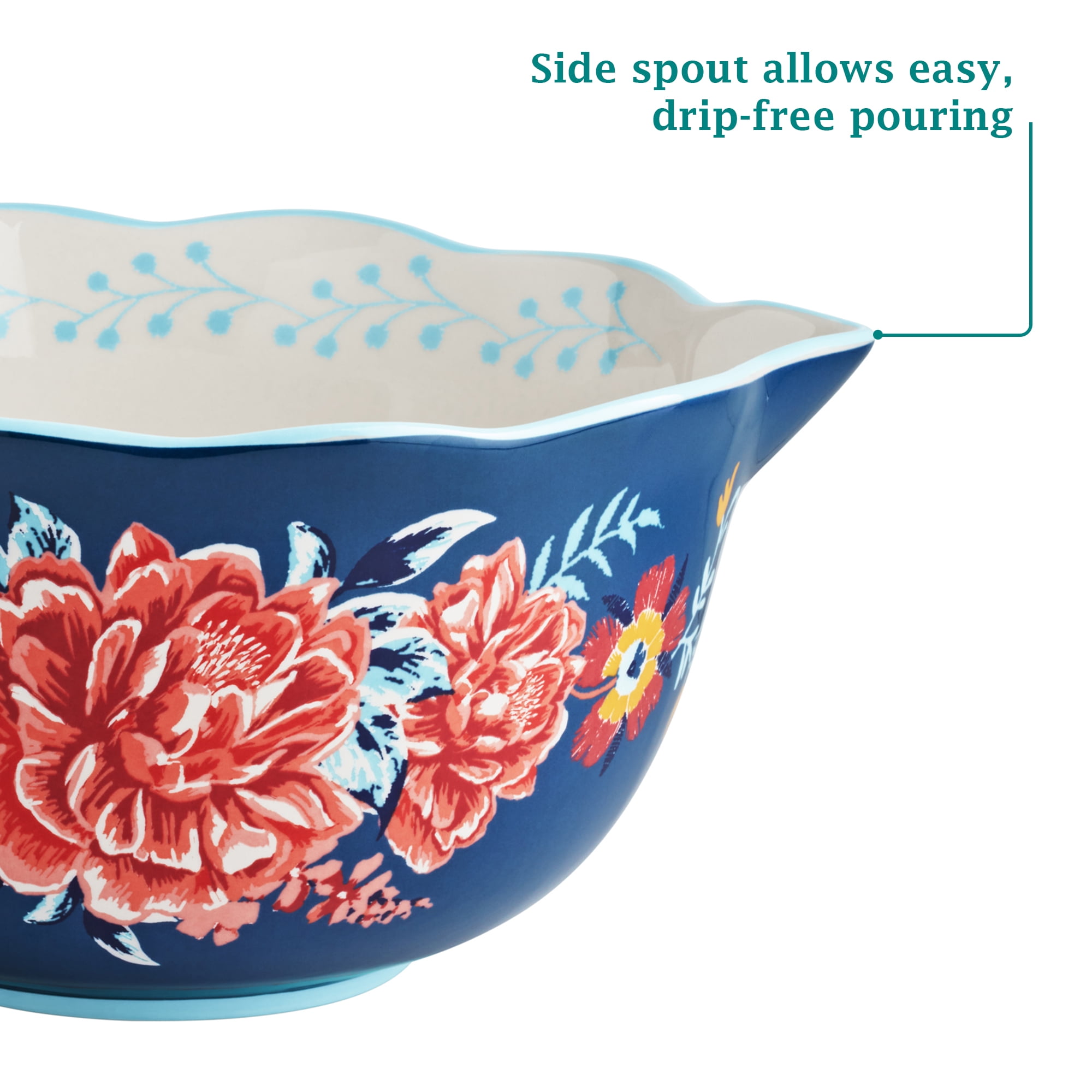 The Pioneer Woman Keepsake Floral 3.8-Quart Ceramic Batter Bowl with Spout