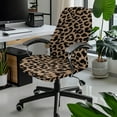 thumbnail image 2 of Renewold Brown Leopard Print Office Chair Cover Universal Stretch Desk Chair Cover with Elastic Bottom Removable Office Computer Chair Cover for Armrest Chairs Home Office Decor, S, 2 of 7