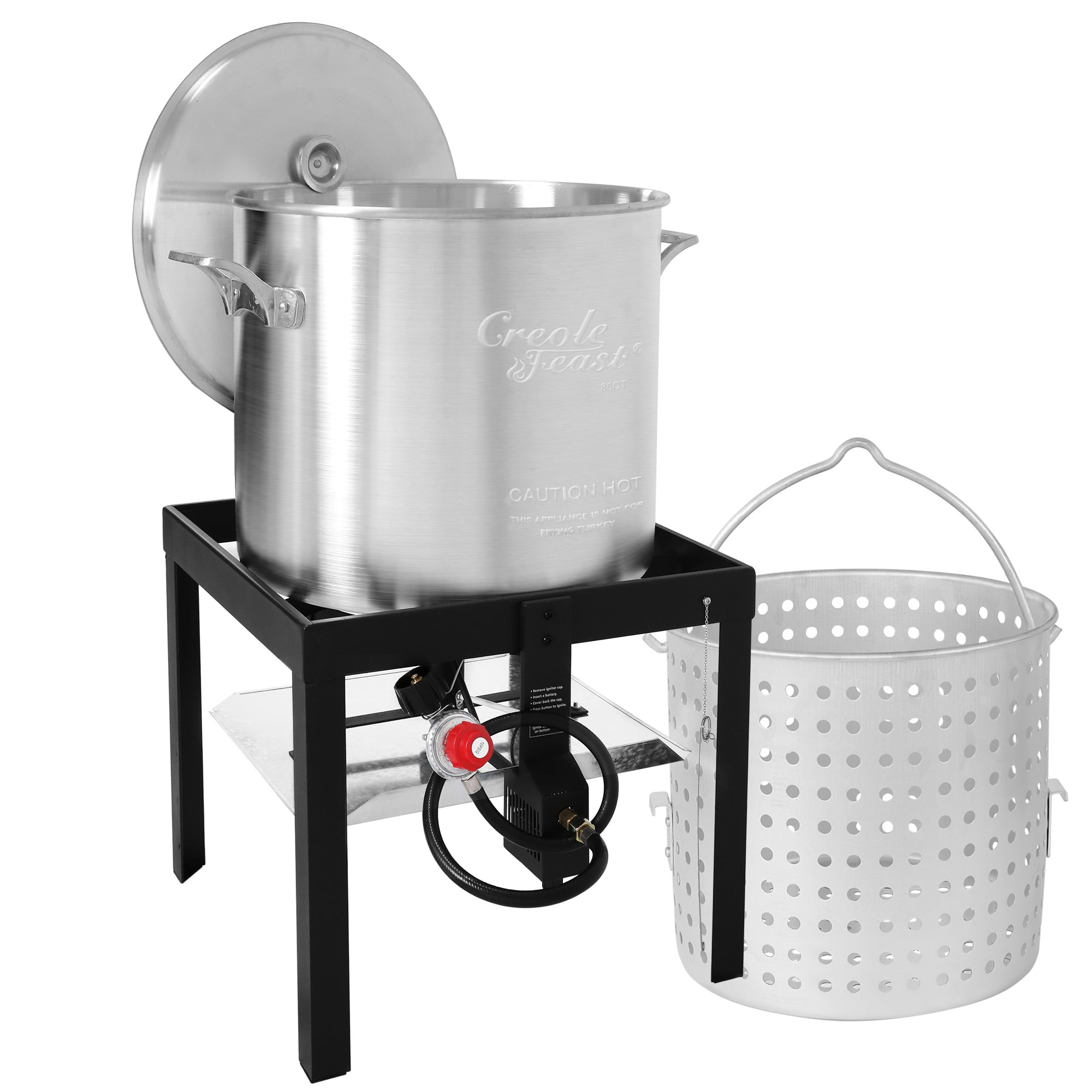 Creole Feast SBK1001, 100QT Gas Seafood Boiling Kit with Strainer for Large Gatherings