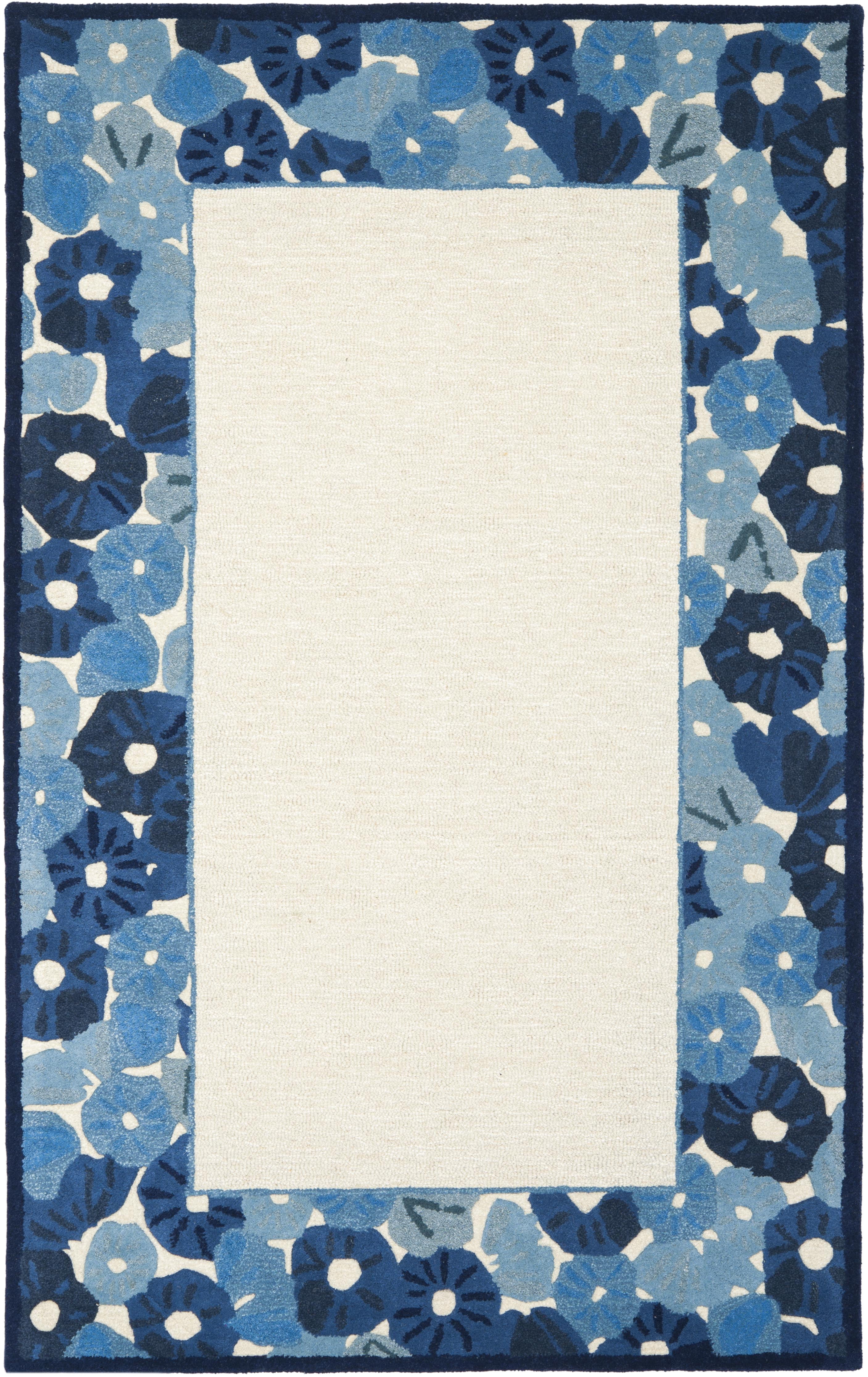 SAFAVIEH Martha Stewart Poppy Floral Border Area Rug, Azurite Blue, 4' x 6'