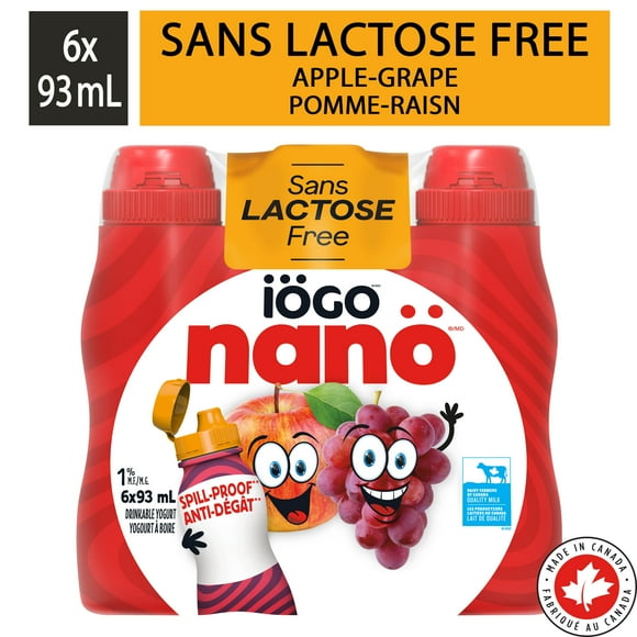 iÖGO nanö Yogourt à Boire Sans Lactose Pomme-Raisin 1 % 93ML