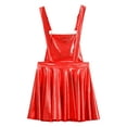 thumbnail image 4 of iefiel Jupe à Bretelles Métallique pour Filles Enfants Holographique à Bretelles Ajustables Robe Salopette Jupe Patineuse Ligne A Rouge 14, 4 of 7