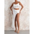 thumbnail image 2 of Biezeib Women’s Two Piece Summer Outfits Sleeveless Halter Lace Tops and Thigh Split Long Skirt Set Beachwear, 2 of 6