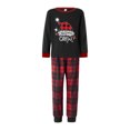 thumbnail image 4 of Christmas Family Matching Pajamas Set Santa Hat Letter Print Tops+Plaid Pants Xmas Holiday Pjs Sleepwear Loungwear Jammies, 4 of 7
