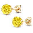 thumbnail image 3 of Gem Stone King 3.00 Ct Round 6mm Yellow Zirconia 18K Yellow Gold Plated Silver Stud Earrings for Women Men, 3 of 5