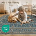 thumbnail image 4 of ODIKA 2'x3' Teal Blue Ornate Medallion Style Tufted Washable Throw Rug Intricate Floral Scrollwork Design With Geometric Border And Central for Hallway, Study Room, Non-Slip Low Profile, Flatwoven, 4 of 7