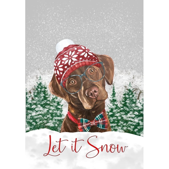 Labrador Chocolate - Hippie Hound Studios Let it Snow Christmas Garden Flag