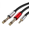 thumbnail image 1 of Cable adaptador de audio de 3,5 mm a doble 6,5 mm, cable auxiliar de 3,5 a 6,5 mm, divisor de 3,5 para amplificador mezclador de guitarra, negro, plateado y rojo, 1 of 5