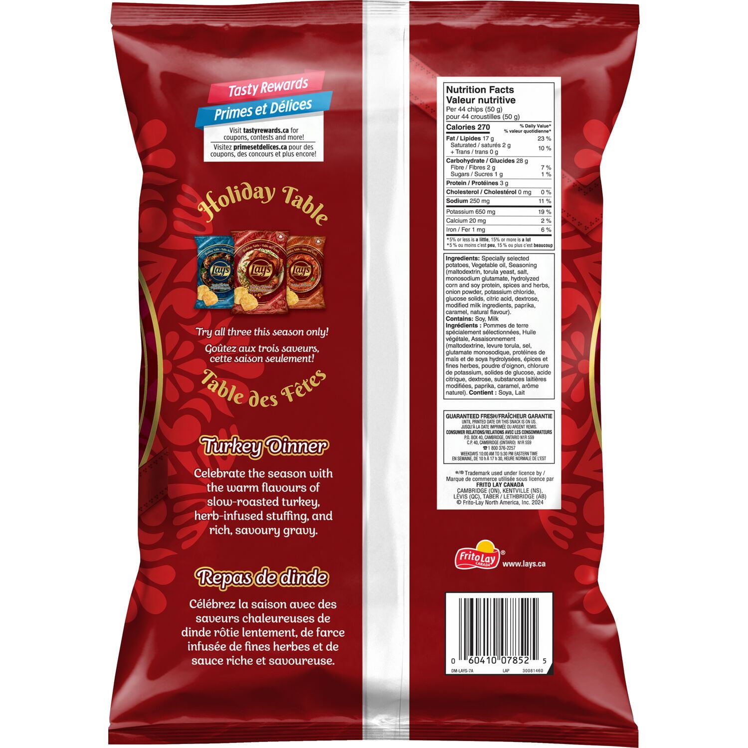 Lay’s croustilles assaisonnées Repas de dinde.