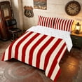 thumbnail image 2 of Manfei Classic Stripe Queen Comforter Set, Red Beige Comforter Sets Queen, Red Cream, Reversible 3-Piece, 1 Comforter and 2 Pillowcases, 2 of 6