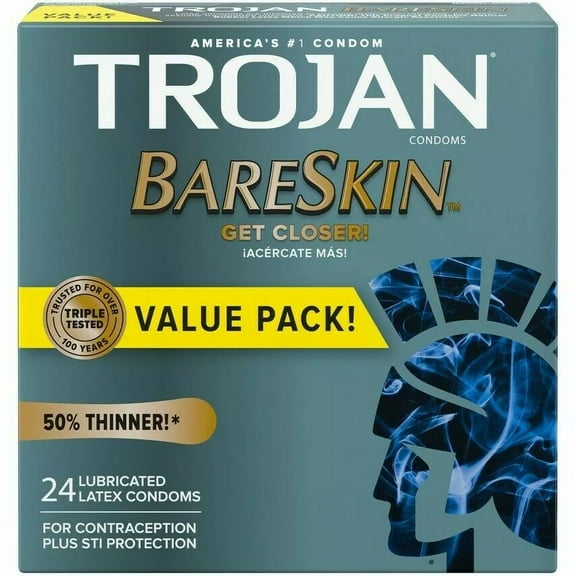 Sensitivity Bareskin Thinnest Sensitive Lubricated Latex Condoms – 24 Pack