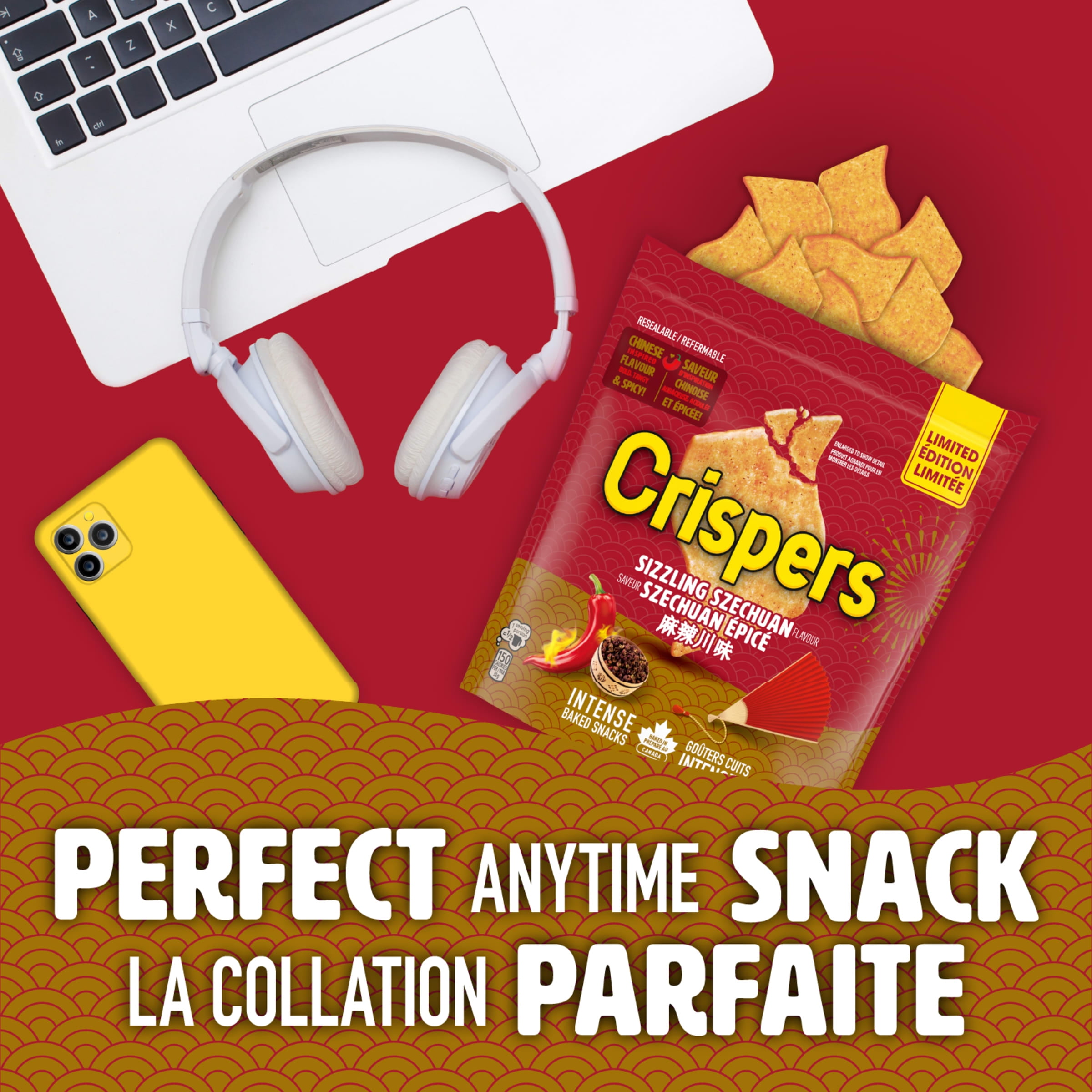 CRISPERS, Sizzling Szechuan Crackers, Salty Snacks, Baked In Canada