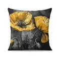 thumbnail image 4 of Summer Yellow Black Flower Throw Pillow Covers 16"x16", Set Of 2, Linen Study Sofa Cushion Cover Indoor Living Room Home Decor, 4 of 7