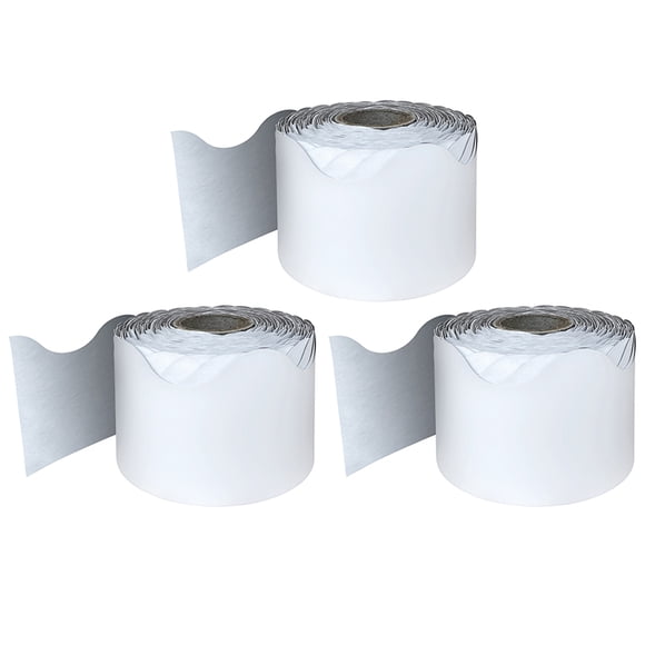 Bordure Blanche Roulée à Bord Festonné, 65 Pieds par Rouleau, Lot de 3